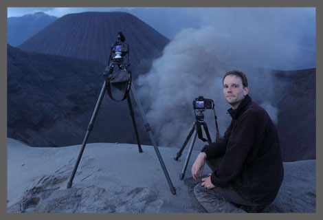 Richard preparing for another long night at Bromo Volcano